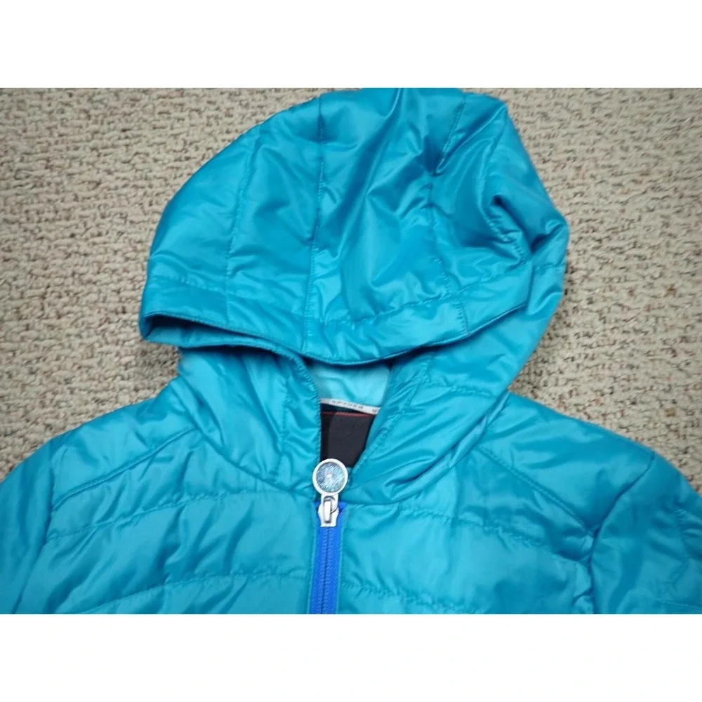 Spyder Puffer Jacket Girls Size M 10/12 Teal Purple Excellent‎ Hooded Insulated
